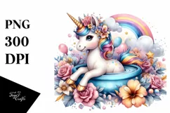 Colorful Baby Unicorn Cloud PNG Product Image 3