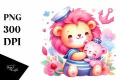 cudling Sailor Baby Lion Clipart Product Image 3