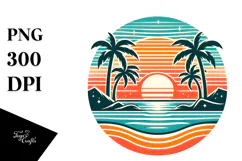 Retro Tropical Beach Sunset, 20 oz Tumbler Product Image 1