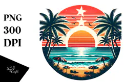Retro Tropical Beach Sunset, 20 oz Tumbler Product Image 1