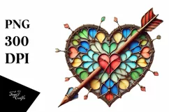 Vintage Pencil Heart with Stained Arrow PNG Product Image 1