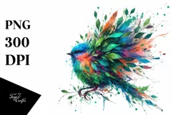 Abstract Bird with Plant Leaves PNG Product Image 1
