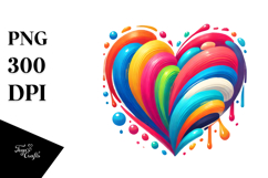 colorful,paintbrush heart, PNG Product Image 1