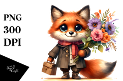 Fox Halloween Watercolor Clipart Product Image 1