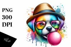 Colorful Puppy Portrait Chewing Gum Clipart Product Image 3