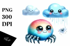 Colorful Baby Spider with Smiling Cloud | Clipart Product Image 3