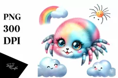 Colorful Baby Spider with Smiling Cloud | Clipart Product Image 1