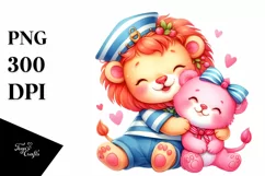 cudling Sailor Baby Lion Clipart Product Image 1