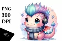 Watercolor Baby Dragon, PNG Product Image 1