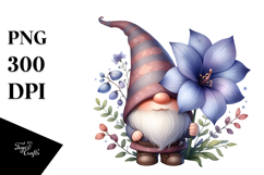 Cute Gnome with Big Hat and Gardenia, Transparent PNG Product Image 1