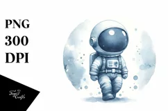 Washed Vintage Astronaut Boy Watercolor | Clipart Product Image 3