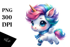 Running Baby Unicorn, PNG Product Image 1
