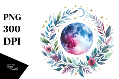 Vibrant Wimsical Moon Foliage Stars | Sublimation | Clipart Product Image 1