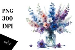 Abstract Watercolor with Delphinium | Clipart Product Image 1