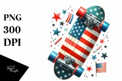 Vintage Skateboard with USA Flag | Watercolor Product Image 1