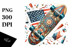 Vintage Skateboard with USA Flag | Watercolor Product Image 3
