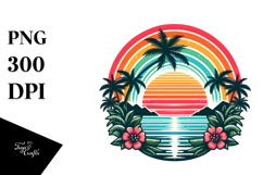 Retro Tropical Rainbow Sunset, 20 oz Tumbler Product Image 1