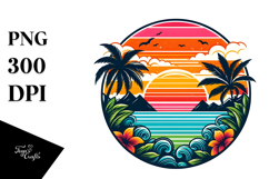 Retro Tropical Rainbow Sunset, 20 oz Tumbler Product Image 1