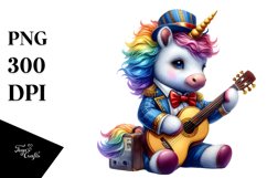 Colorful Baby Unicorn in Musician&#039;s Outfit PNG Product Image 3