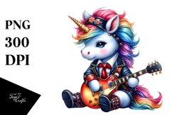 Colorful Baby Unicorn in Musician&#039;s Outfit PNG Product Image 3