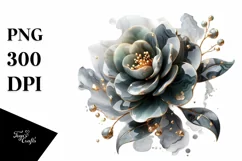 -Like Golden Marble Camellia | Sublimation | Clipart Product Image 3