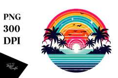 Retro Tropical Island Sunset, 20 oz Tumbler Product Image 1