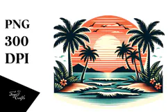 Retro Tropical Island Sunset, 20 oz Tumbler Product Image 1