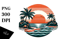 Retro Tropical Island Sunset, 20 oz Tumbler Product Image 1