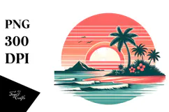 Retro Tropical Island Sunset, 20 oz Tumbler Product Image 1