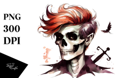 Vampire Skull with Hair, PNG Product Image 1