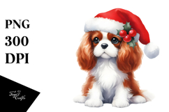 Cute Cavalier King Charles Spaniel at Christmas PNG Product Image 1