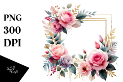 Colorful Rose Horizontal Frame PNG Product Image 1