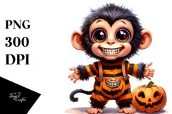 Expressive Baby Monkey in Halloween Costume with Phishing Product Image 3