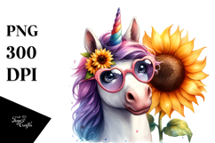 Confused Unicorn Portrait Sunglasses | Sublimation | Clipart Product Image 1