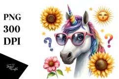 Confused Unicorn Portrait Sunglasses | Sublimation | Clipart Product Image 3