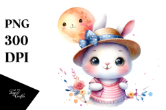 Baby Bunny with Summer Clothes and Smiling Moon PNG Product Image 1