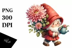 Baby Gnome with Chrysanthemum PNG Product Image 1
