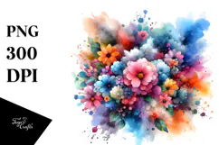 Colorful Flower Painting Sublimation PNG Product Image 1