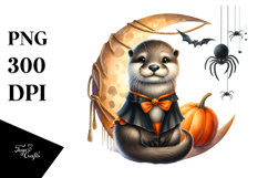 Halloween Otter Watercolor PNG Product Image 1
