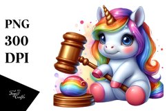 Colorful Baby Unicorn with Gavel PNG Product Image 3