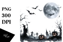 Simple Halloween Night Landscape Clipart Product Image 3