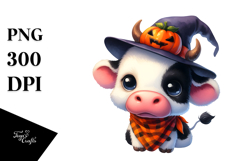 Cute Baby Cow Dressed for Halloween PNG Product Image 1
