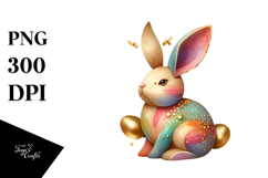 Colorful Bunny in Wooden Style, PNG Product Image 1