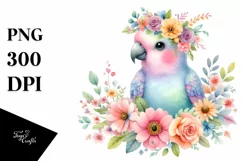 Cartoon-Style Parrot Flower Crown Clipart Product Image 3