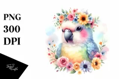 Colorful Parrot with Flower Crown | Sublimation Clipart Product Image 3