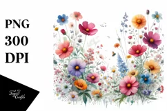 Centered Watercolor Wild Flowers & Chrysanthemum Parachute Product Image 3