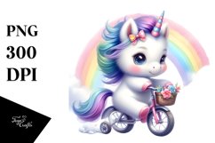 Cute Baby Unicorn Cycling Clipart Product Image 1