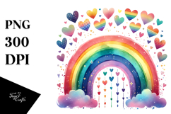 Colorful Rainbow with Hearts PNG Product Image 1