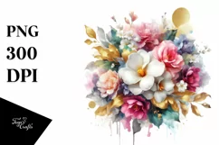 Colorfull Bouquet Gold Foil Gardenia | Sublimation | Clipart Product Image 3