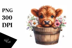 Cute Baby Highland Cow, PNG Product Image 1
